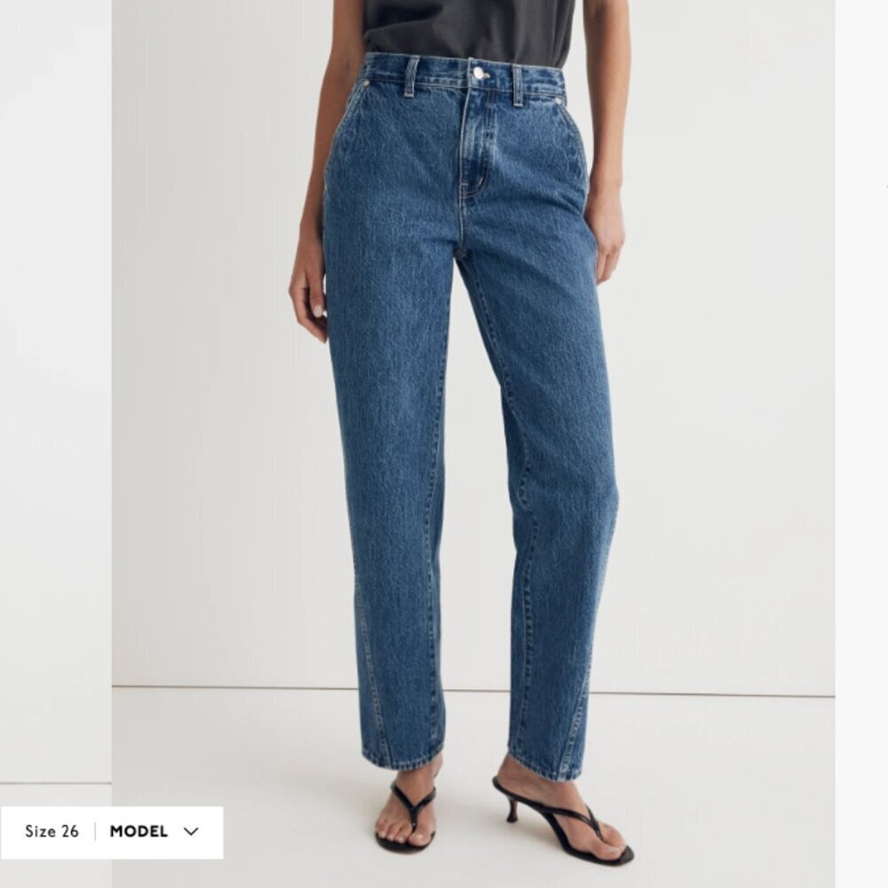 New Madewell High Rise Slouchy Baggy Straight Leg Jeans Indigo Wash Size 30 - Picture 2 of 4